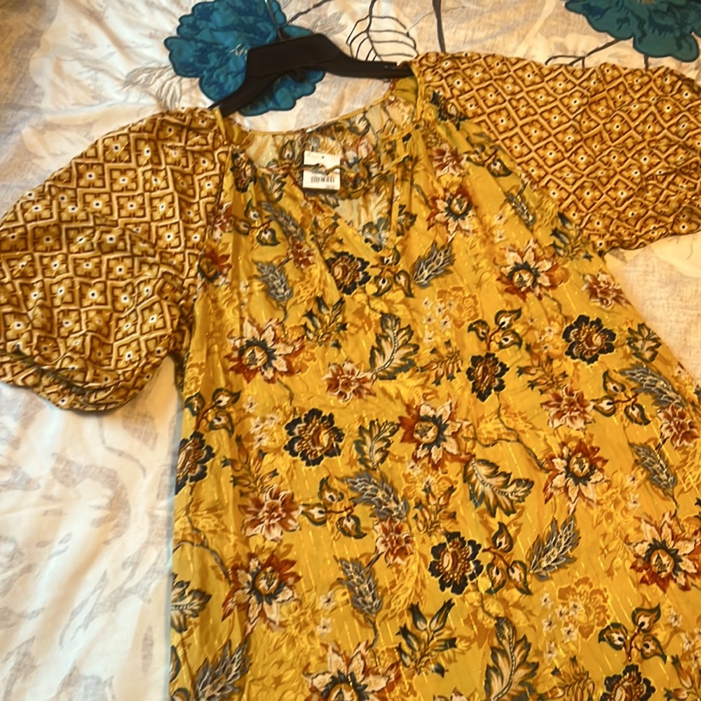 CATO Yellow Floral Peasant Dress Size XL